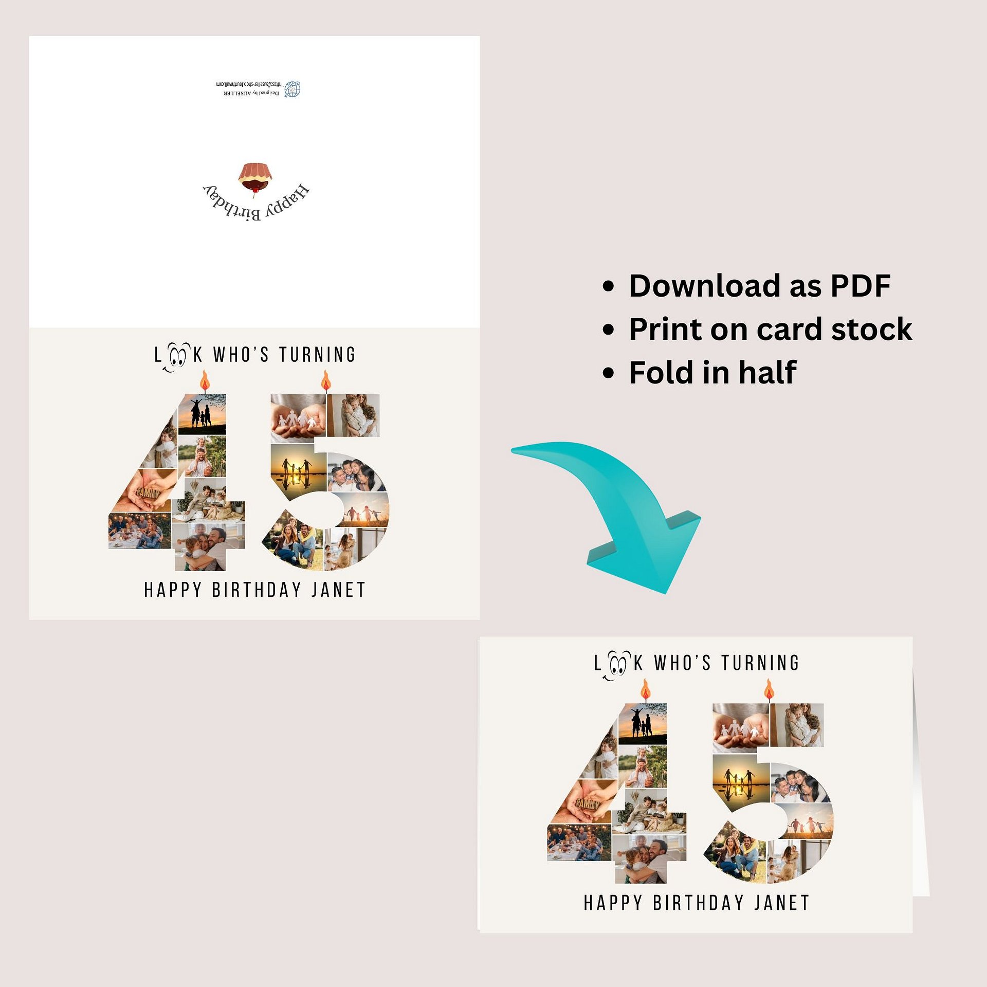 45th Birthday Number Photo Card Canva Template product image (7)