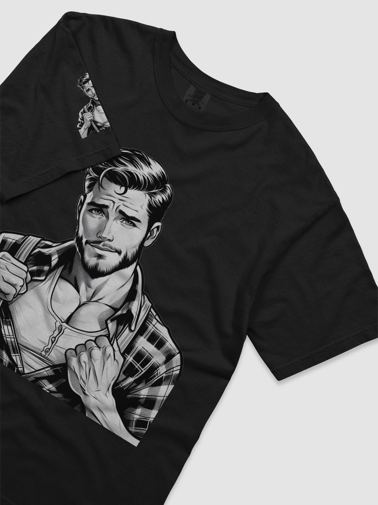 Limited Time Offer Lucky DIP bonus! Gay Lumberjack Muscle Hunk Tom of Finland Tribute LGBTQ Gay Pride Color-In Graphic Design T Shirt. product image (5)