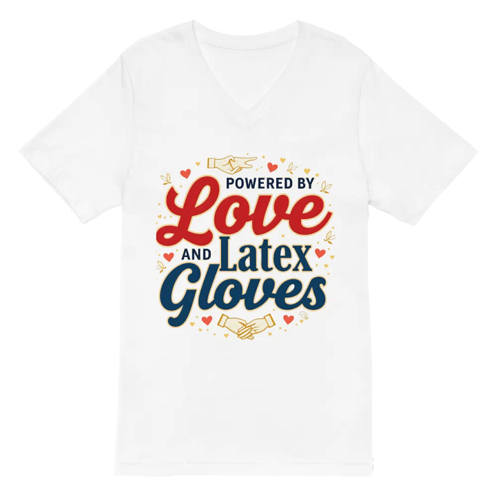 Powered by Love and Latex Gloves V-Neck Tee product image (2)