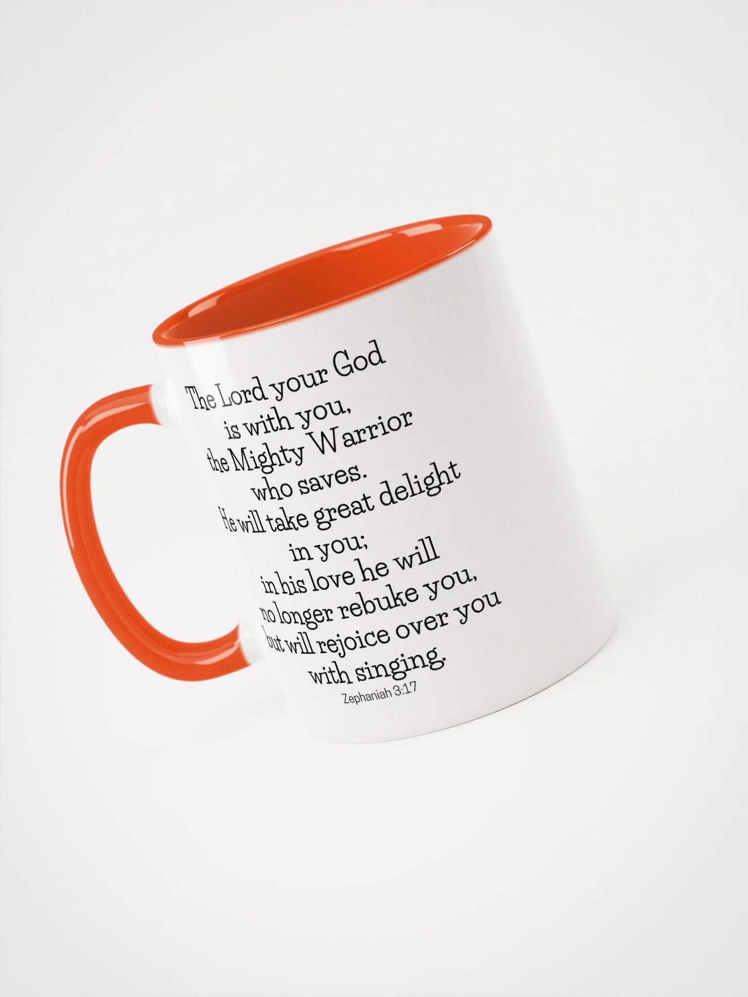 The Lord Your God Is With You The Mighty Warrior Who Saves Zephaniah 3:17 Two-Tone Mug 11/15oz product image (3)
