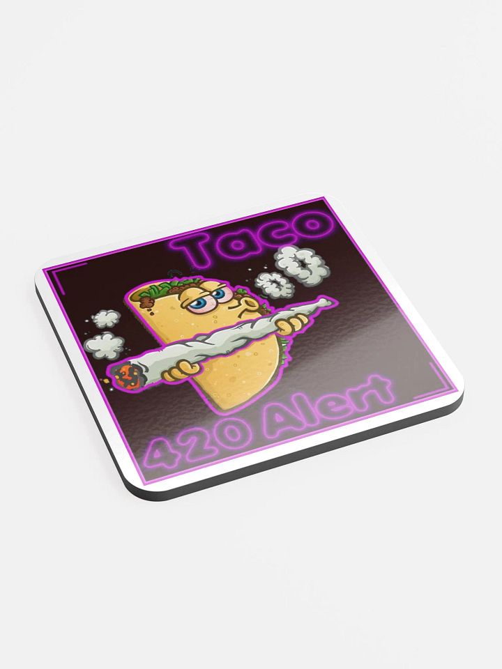 420 Alert Taco Glossed Cork Coaster product image (2)
