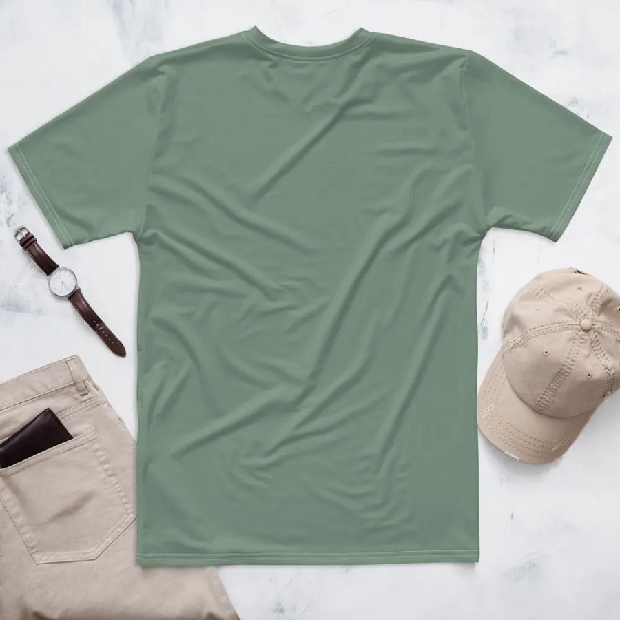 Plain Medium Sage Green Soft Summer Men's Crewneck Polyester Heavyweight Premium T-Shirt by Treasure Pie product image (2)