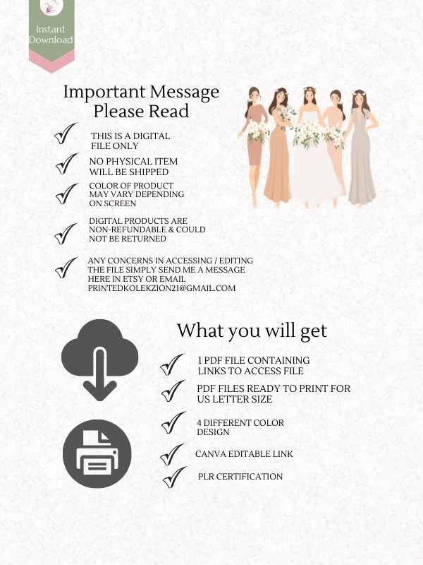 Bridesmaid Wedding Recipe Planner PLR product image (3)
