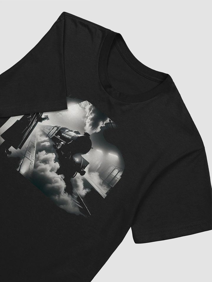 Mystery Departure: Noir Train Station Encounter (Front Print Mens Tee) product image (2)