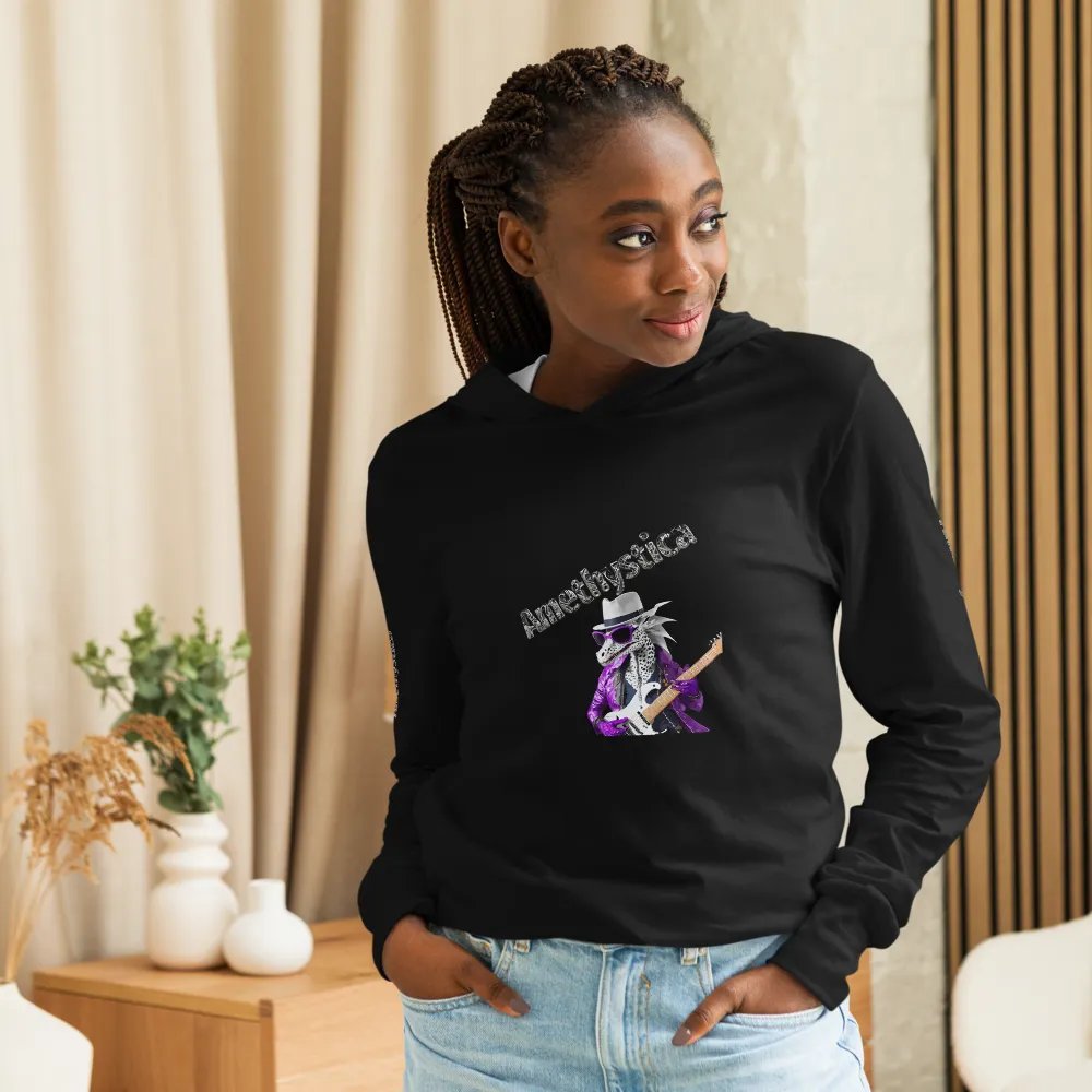 Bella+Canvas Hooded Long Sleeve: Rock On Dragon with Guitar product image (8)