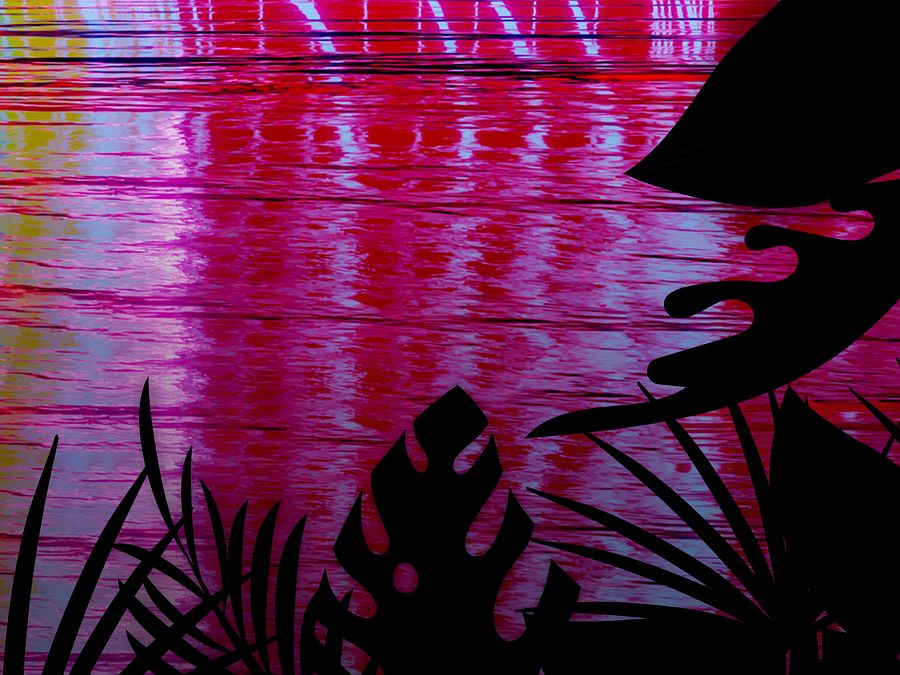 Neon palms landscape: Cube [synthwave/vaporwave/cyberpunk] — Aesthetic retrowave poster product image (5)