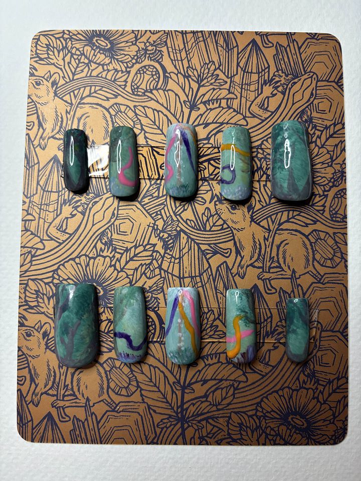 Handpainted 'May Pole' Press On Nails product image (1)