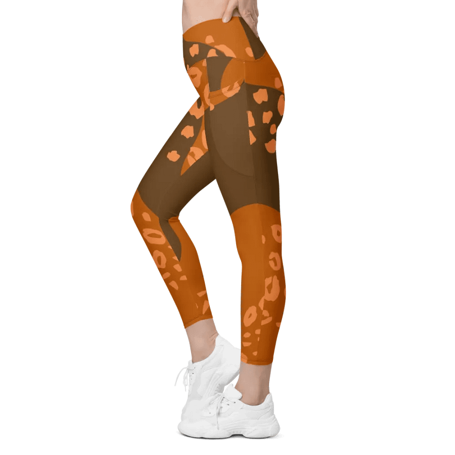 Flowing Orange Camo Leggings with Pockets product image (4)