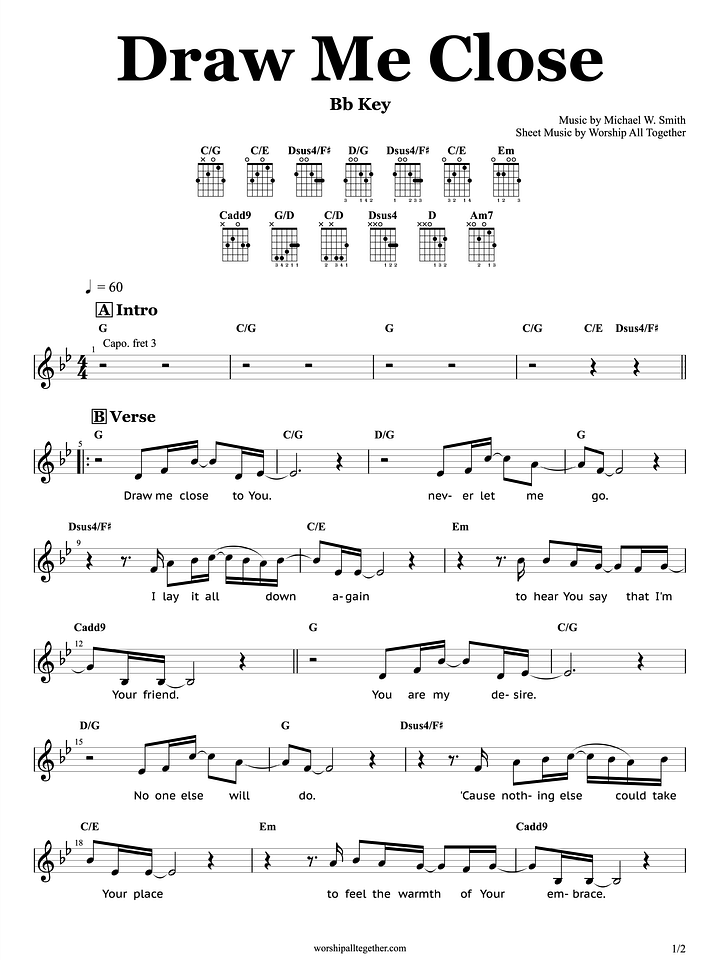 Draw Me Close - Michael W. Smith | Sheet Music, Chord, Lyrics product image (1)
