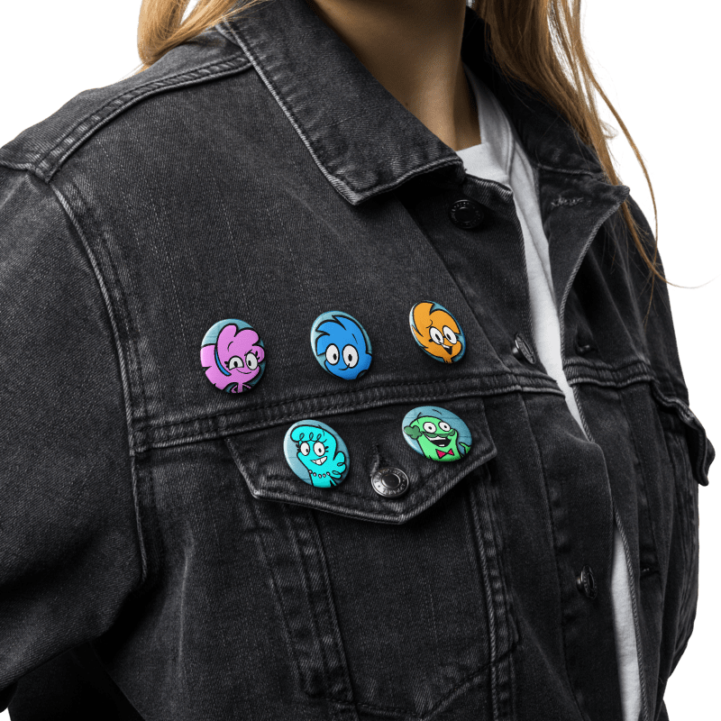 Cartoon Safety Pin Buttons Set 1 product image (6)