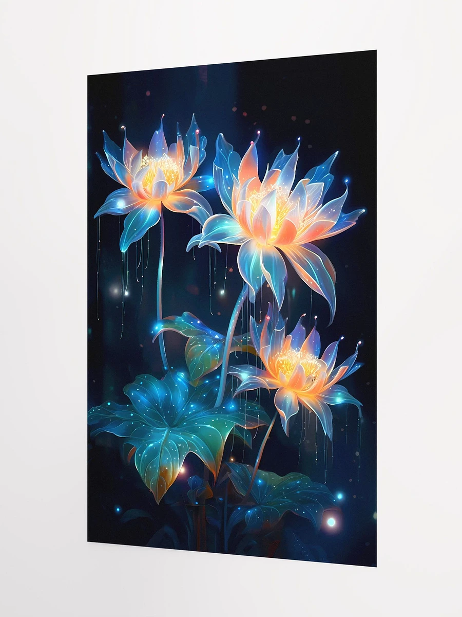 Neon Natura: Illuminated Aquatic Flowers Art Print Matte Poster product image (5)