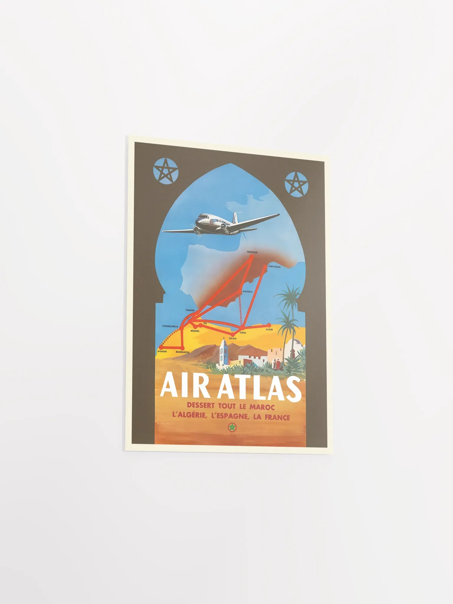 Morocco, Air Atlas, 1950s — retro travel poster, vintage travel print product image (9)