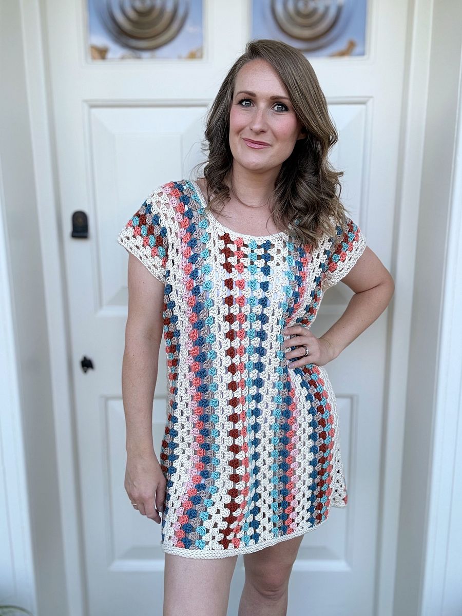 Retro Crochet Dress Pattern with Striped Granny Stitch - PDF pattern product image (6)