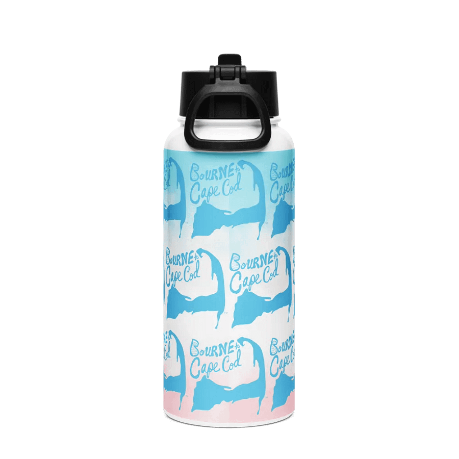 BOURNE to Cape Cod™ | Blue Repeat Logo Pattern | Stainless Steel Water Bottle | Iconic Pink, White & Blue product image (2)