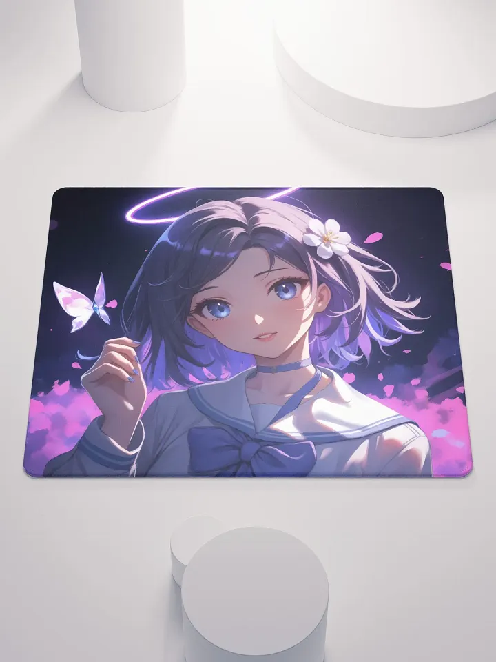 Cute Anime girl with a butterfly gaming mouse pad product image (1)