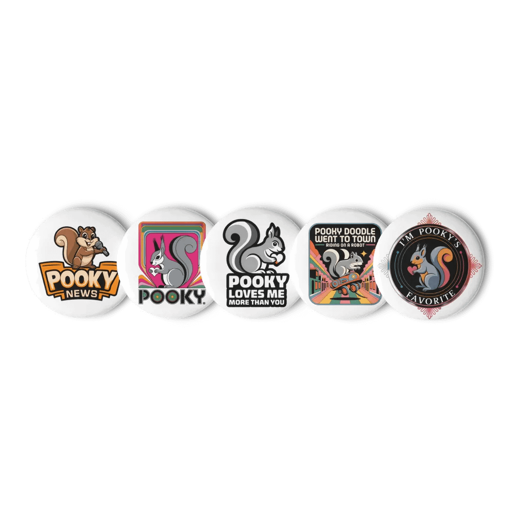 Original Pooky Artwork Buttons: Set of Five -z product image (1)