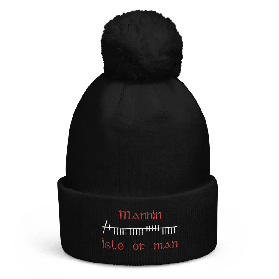 Isle of Man/Mannin Orthodox style Ogham embroidered Pom-Pom Beanie product image (1)