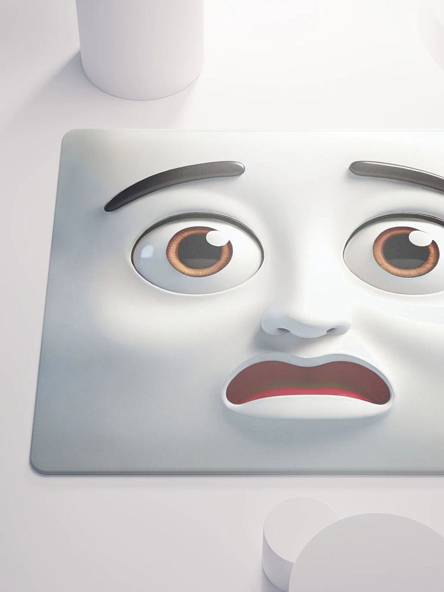 Worried Cartoon Face Premium Mouse Pad: Make Work More Playful! product image (6)
