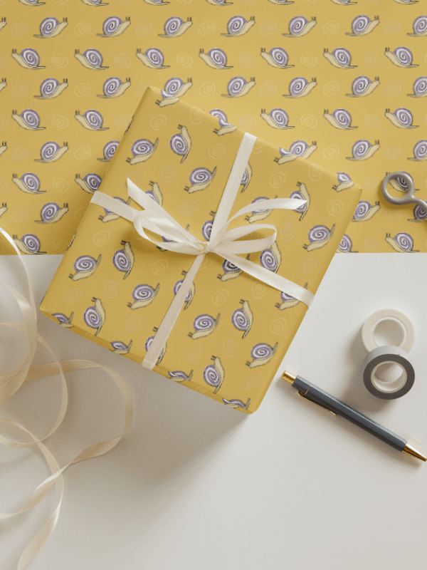 Snails Doodle Wrapping Paper in Yellow, 3 Pack product image (1)