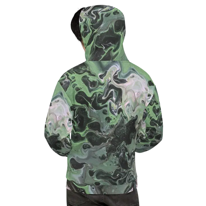 Metallic Green Fluid Acrylic All-Over Print Hoodie product image (2)