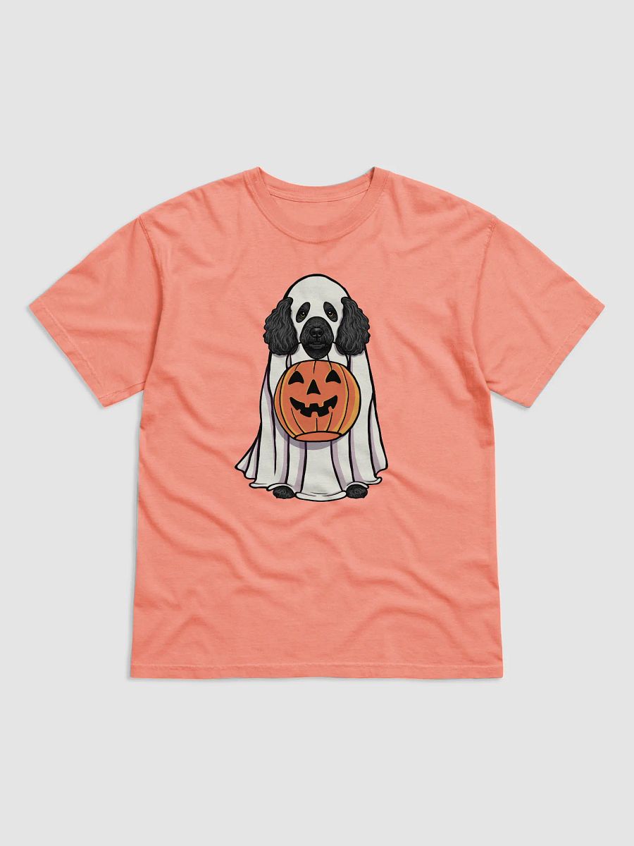 Funny Halloween Mini Poodle(Black) T-Shirt | Funny Poodle Wearing a Ghost Costume and Holding a Pumpkin Basket product image (22)