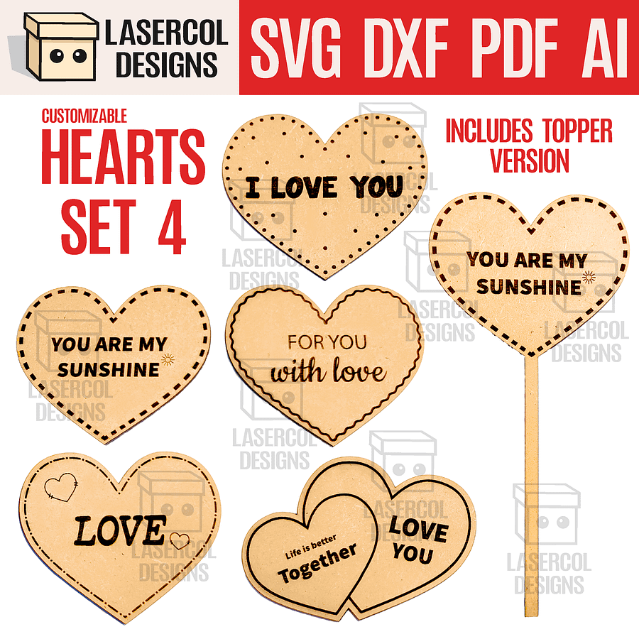 Hearts Set 4 - Laser Cut Files product image (1)