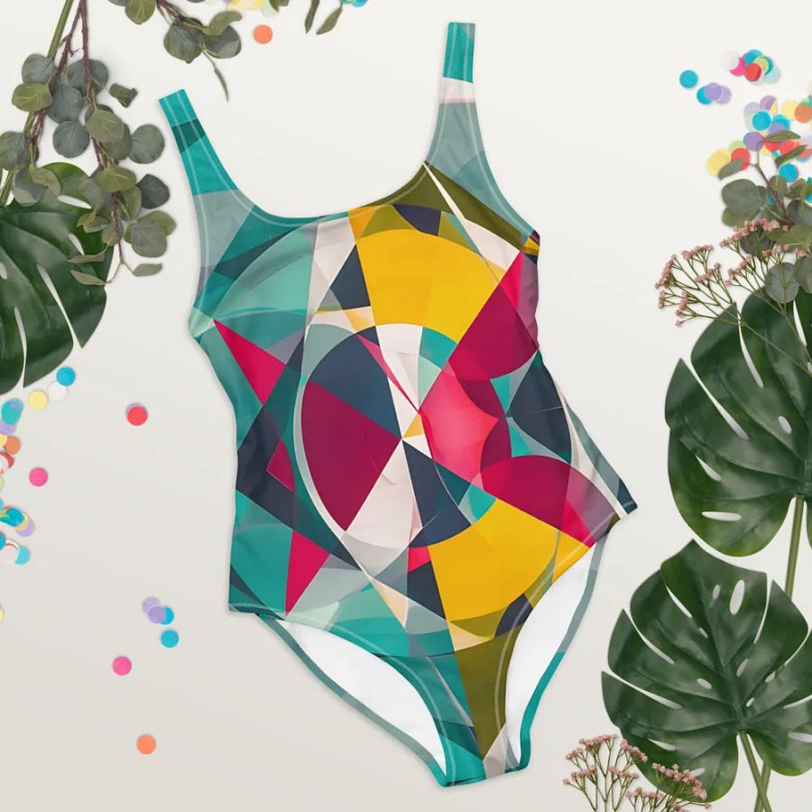 Abstract Lithographic Pattern Design one piece Swimsuit - V9 product image (8)