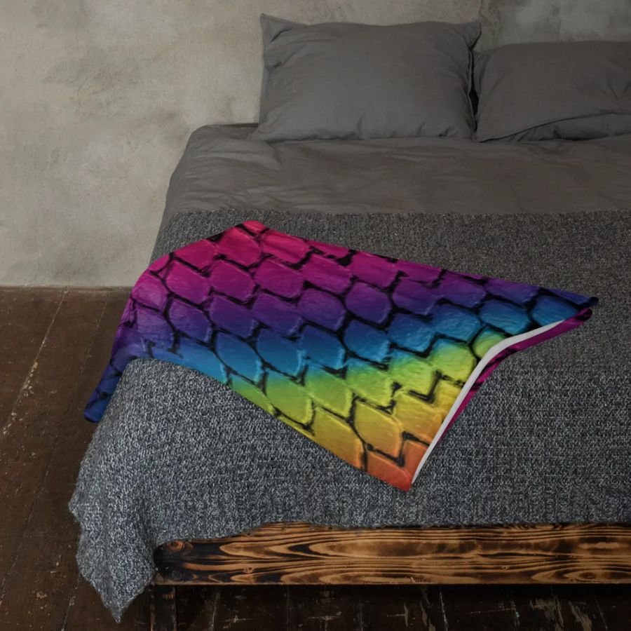Diagonal Rainbow Dragon Scales Throw Blanket product image (11)