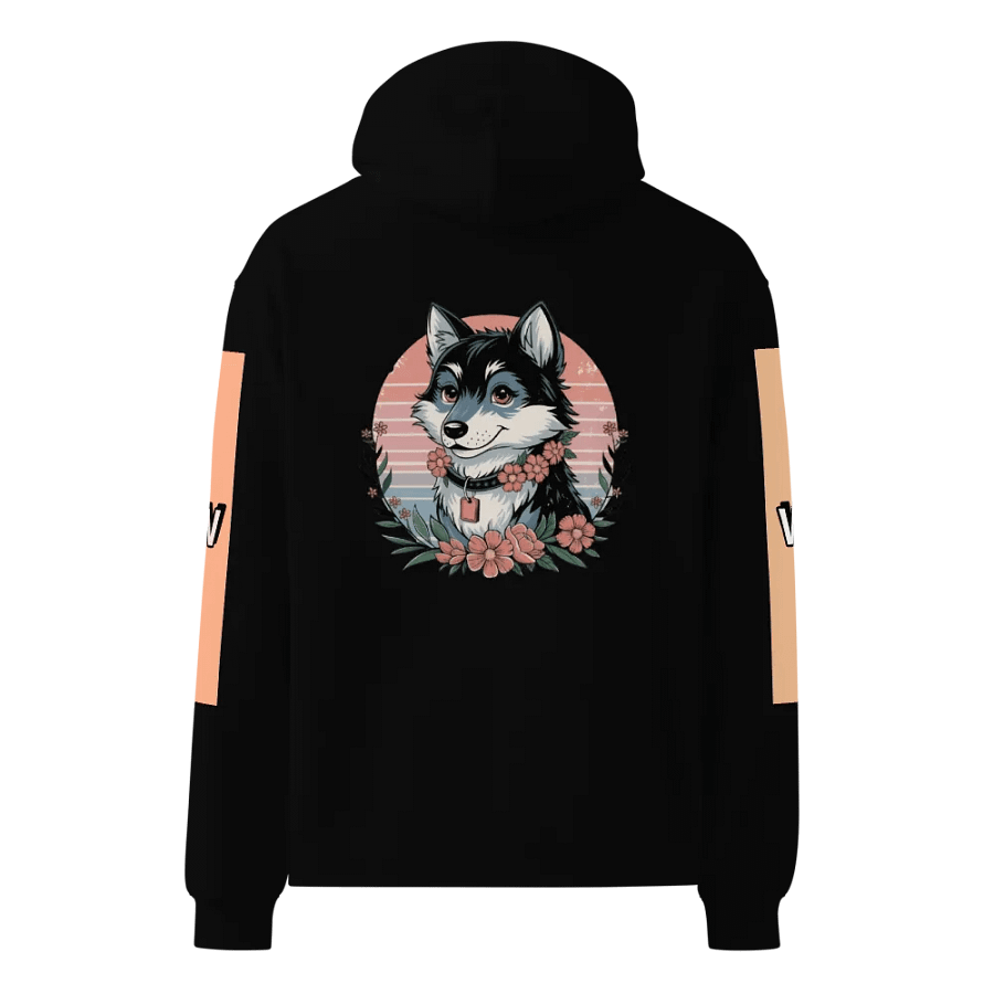 Smiling wolf dog Floral Wreath Hoodie product image (3)