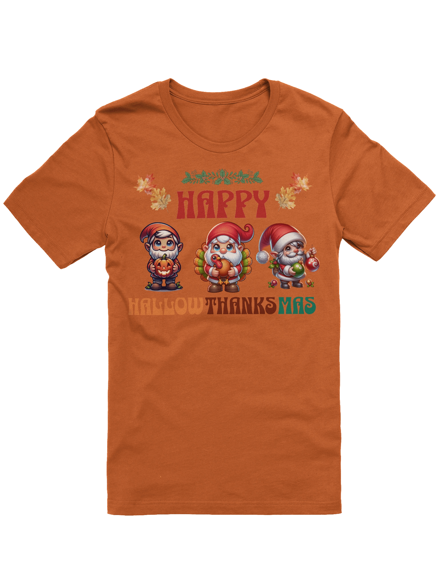 Festive Gnomes Happy HallowThanksMas T-Shirt product image (5)