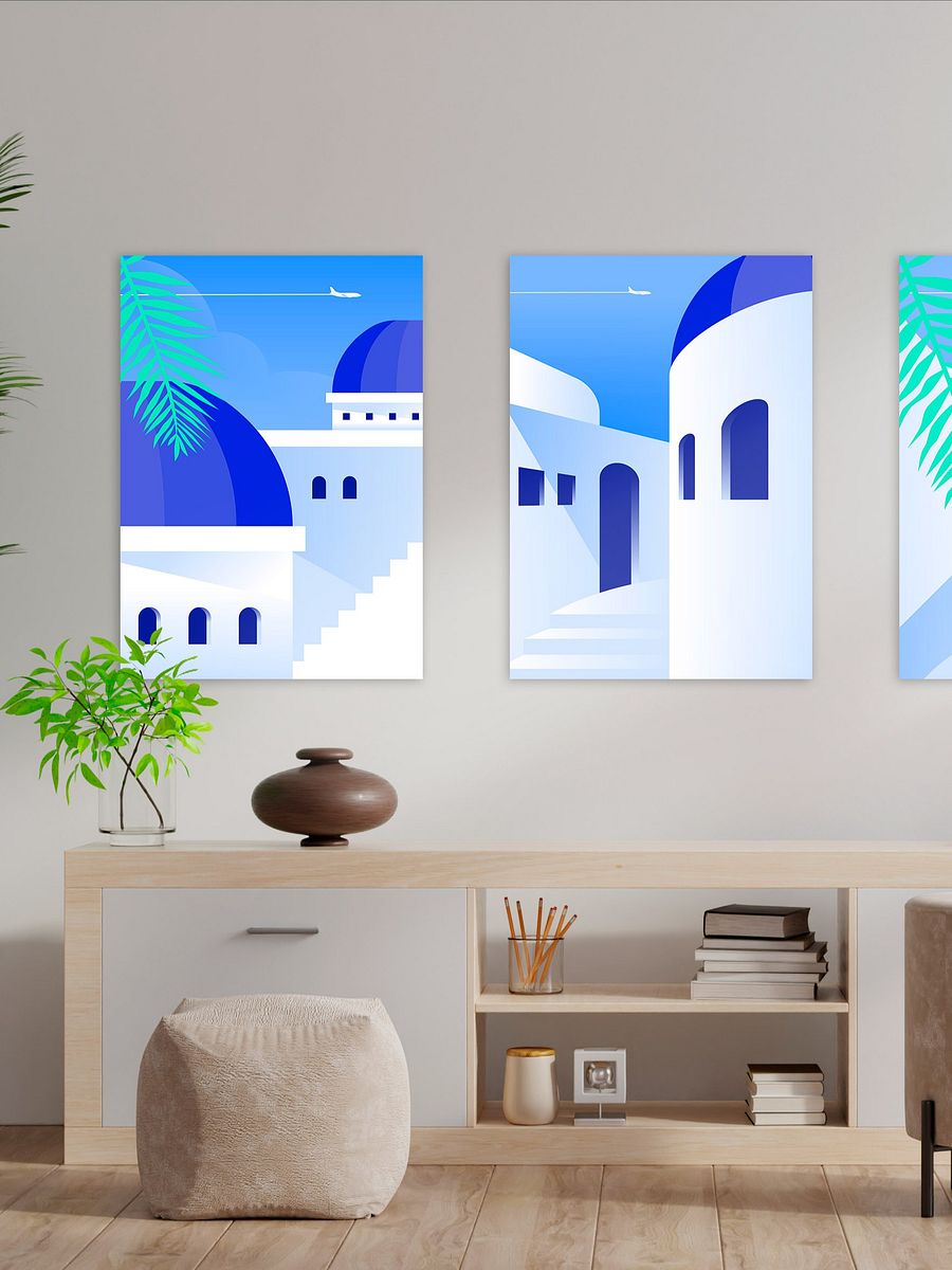 Boho travel art. Santorini, Greece poster — boho travel poster product image (2)