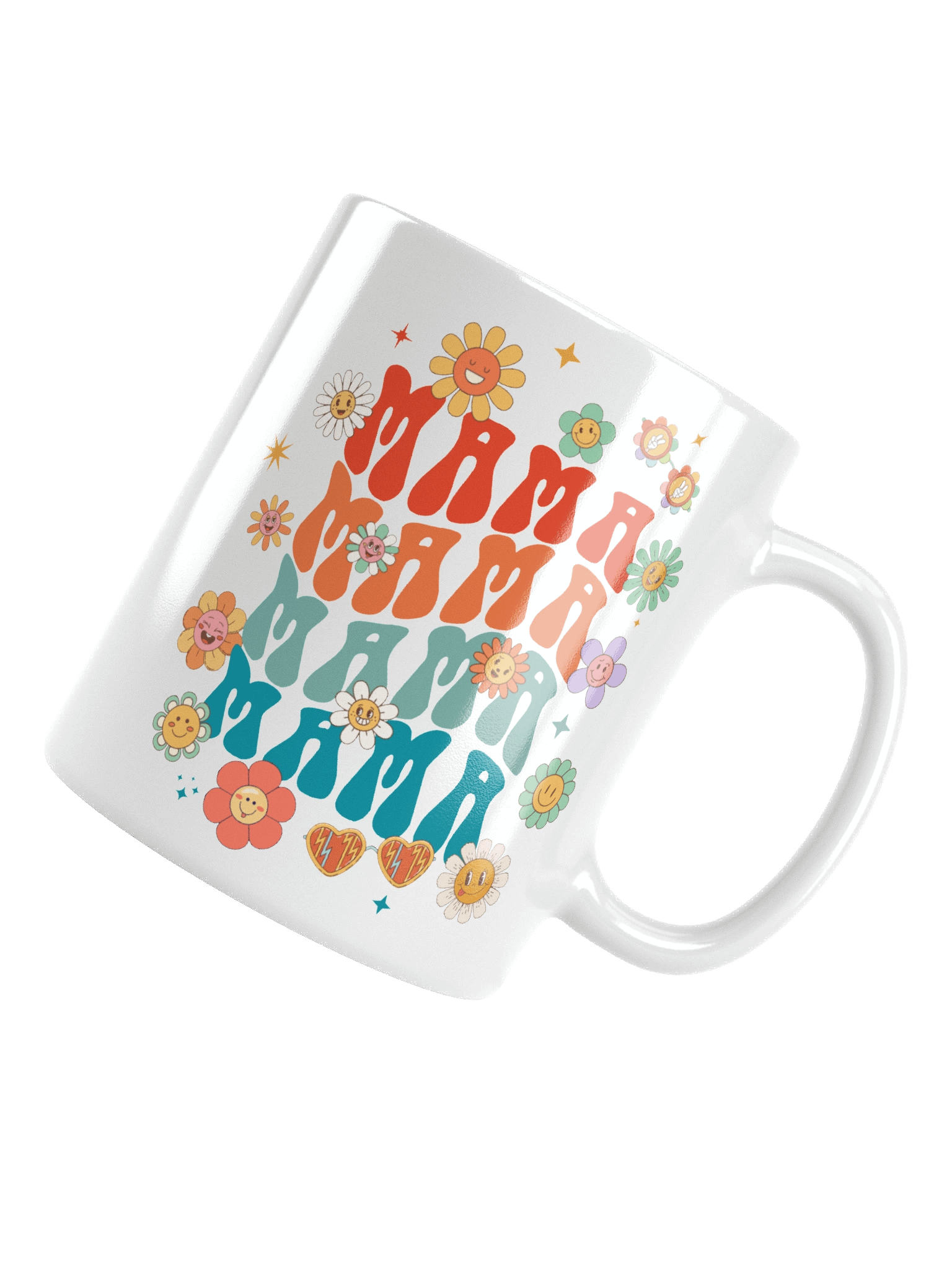 Retro Mama Floral White Glossy Mug product image (5)