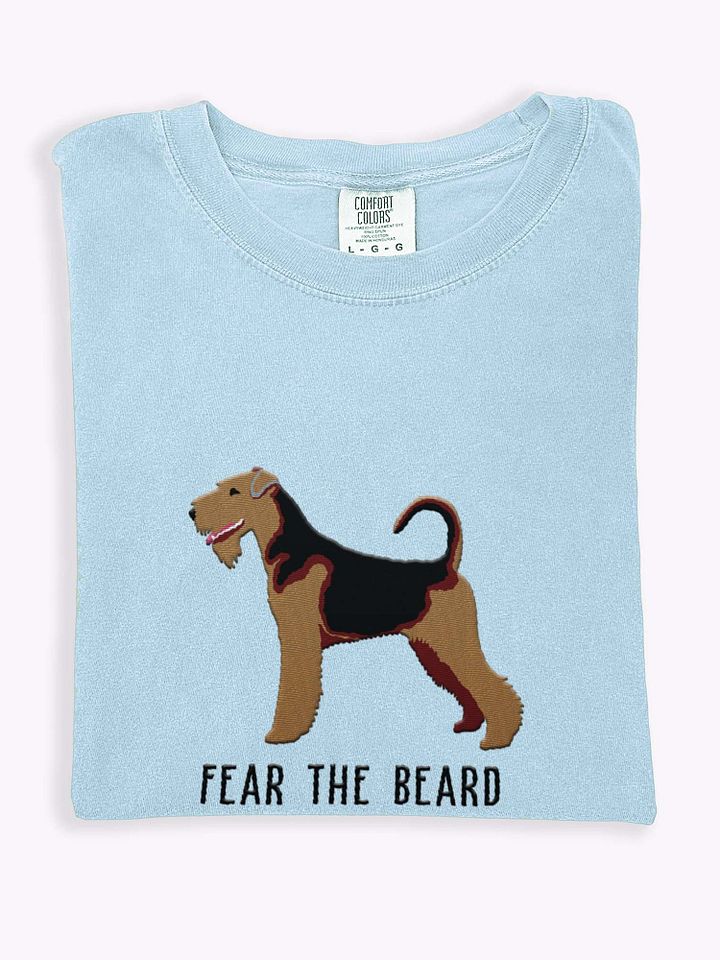 Fear the Beard T-Shirt(Embroidered) of an Airedale Terrier product image (1)
