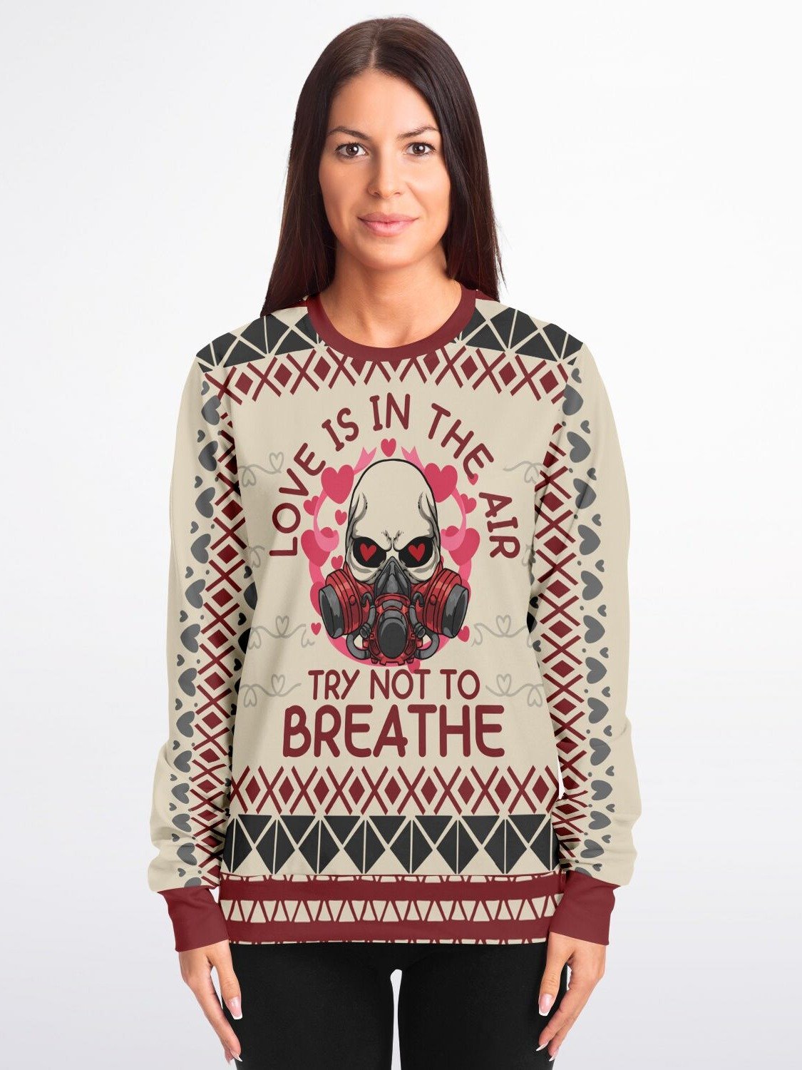 "Love Is In The Air" Gas Mask Sweatshirt | Funny Anti Valentine Sweater | Sarcastic Dark Humor Outfit product image (3)