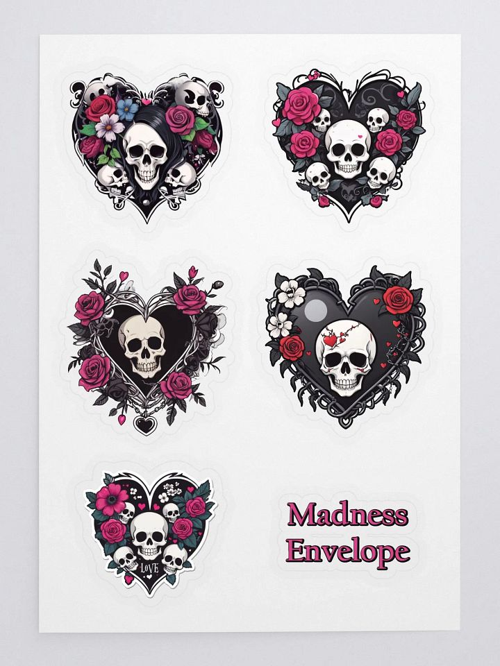 Gothic Heart With Skulls Sticker Set - Collector's Sticker Pack product image (2)