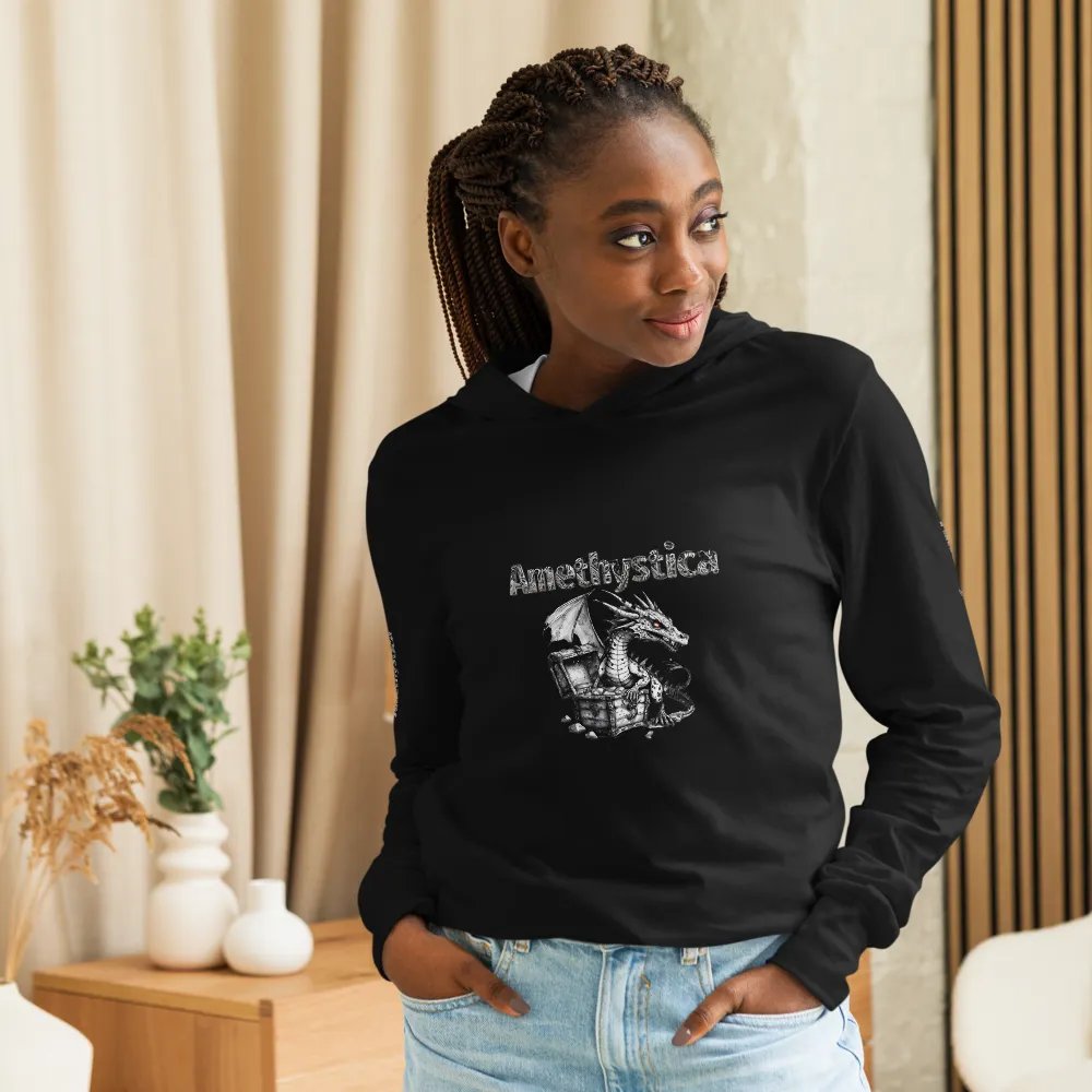 Bella+Canvas Hooded Long Sleeve: Rock On Dragon with Treasure Chest product image (10)