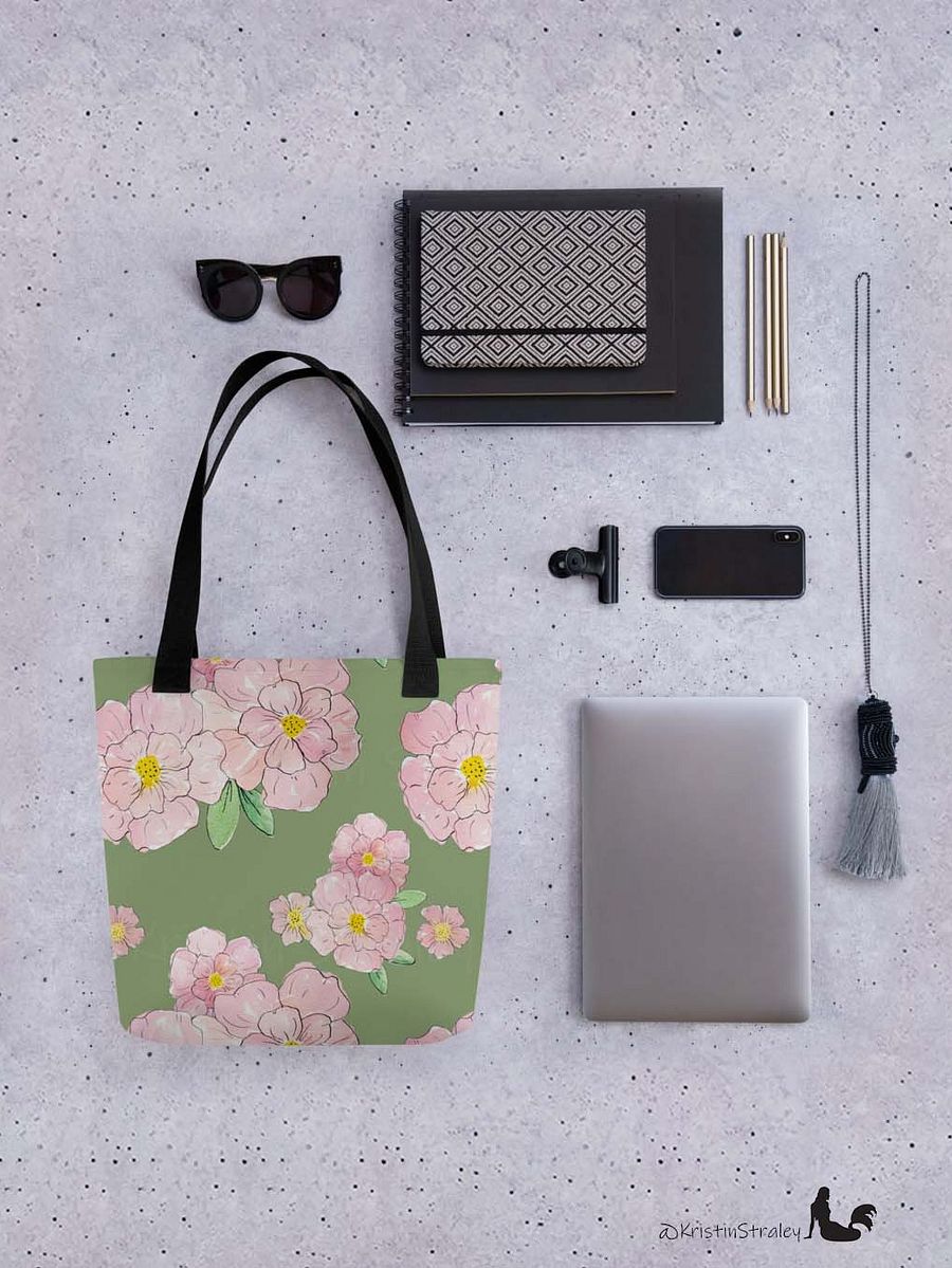 Gingham Blossoms - Lg Pink Flowers on Green product image (4)