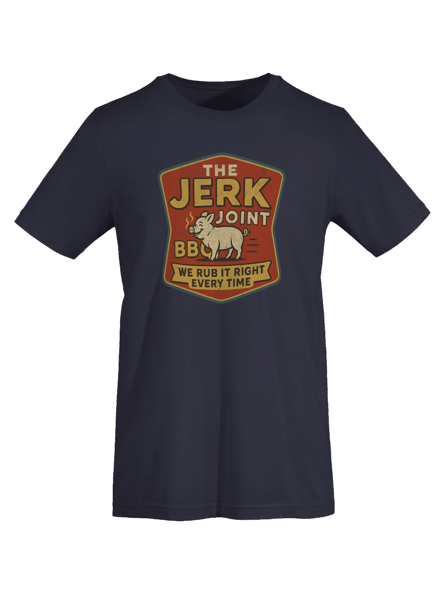 The Jerk Joint BBQ T-Shirt – Funny Retro BBQ Parody Shirt We Rub It Right Every Time product image (7)