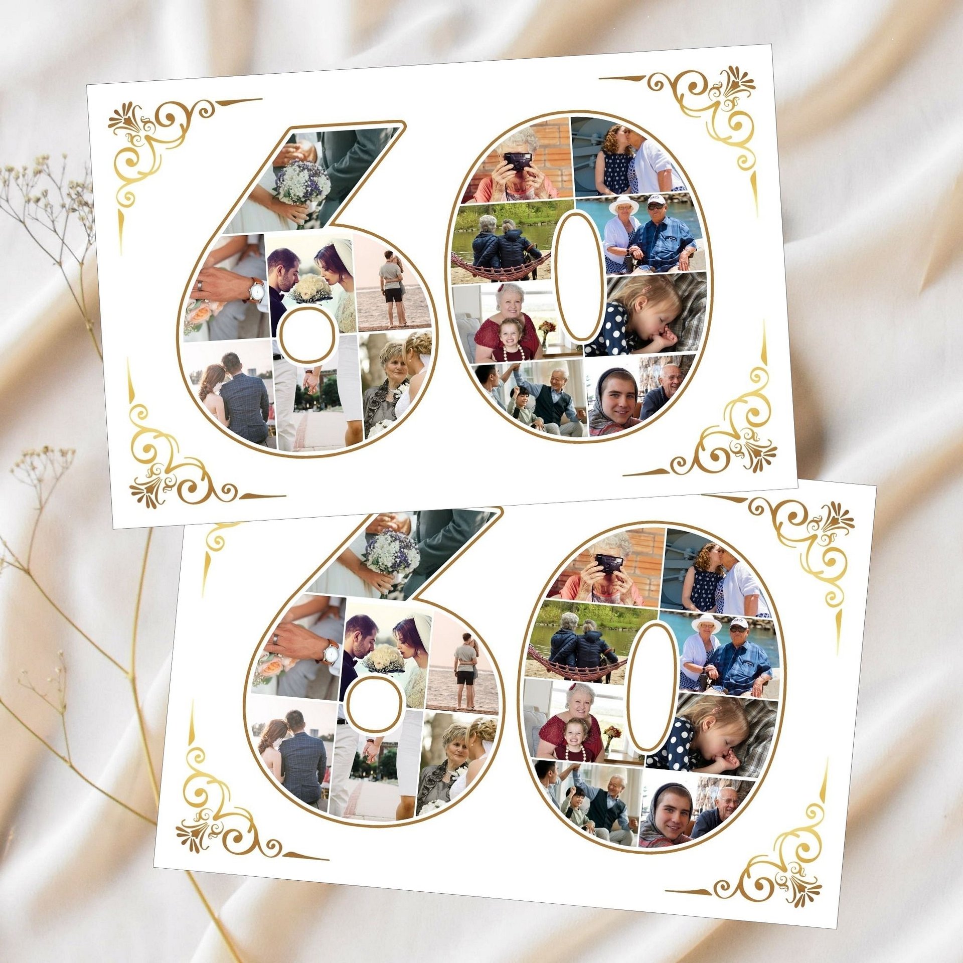 Sixty Year Celebration Card Photo Collage Canva Template product image (3)