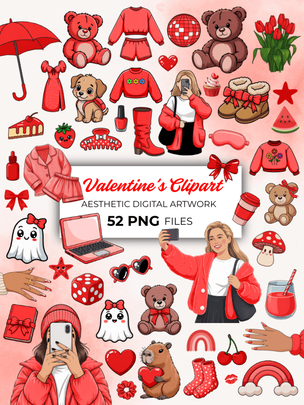 MRR/PLR Red Valentine's Day Clipart product image (1)