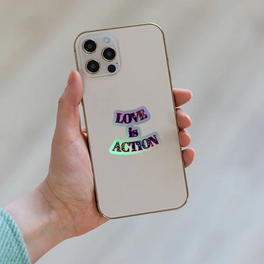 Love is Action Kiss-Cut Holographic Sticker Sheet product image (3)