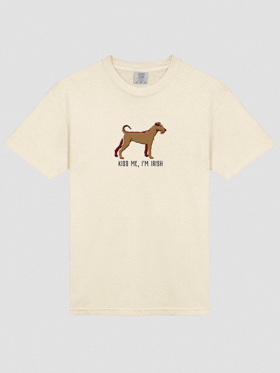 Kiss Me, I'm Irish T-Shirt(Embroidered) of an Irish Terrier(Tan) product image (53)