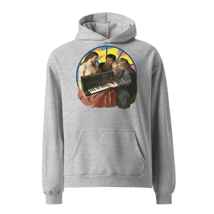 Korg's Apparition to the Disciples by Frank Fonik (Korg MS-20), Techno EDM Unisex Premium Oversized Hoodie product image (2)