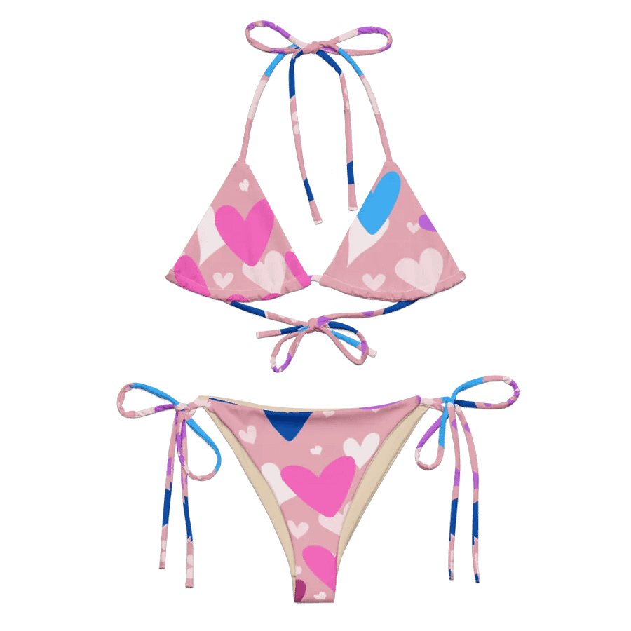 Pink Blue & White Love Heart Bikini product image (7)