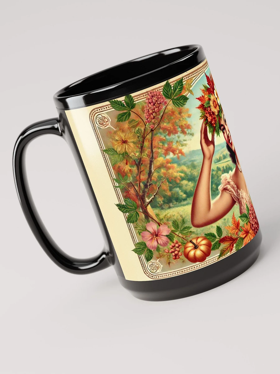 Autumn Floral Elegance Coffee Cup- 15 oz Glossy Black Mug product image (4)