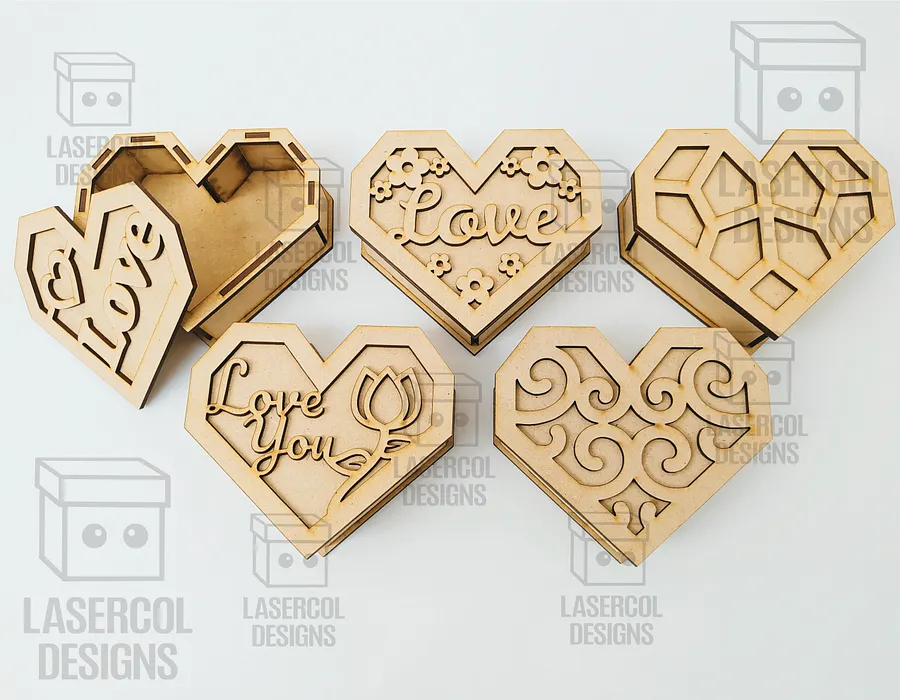Heart Shaped Box Set 2 (5 Styles, 3 Sizes) - Laser Cut Files product image (2)