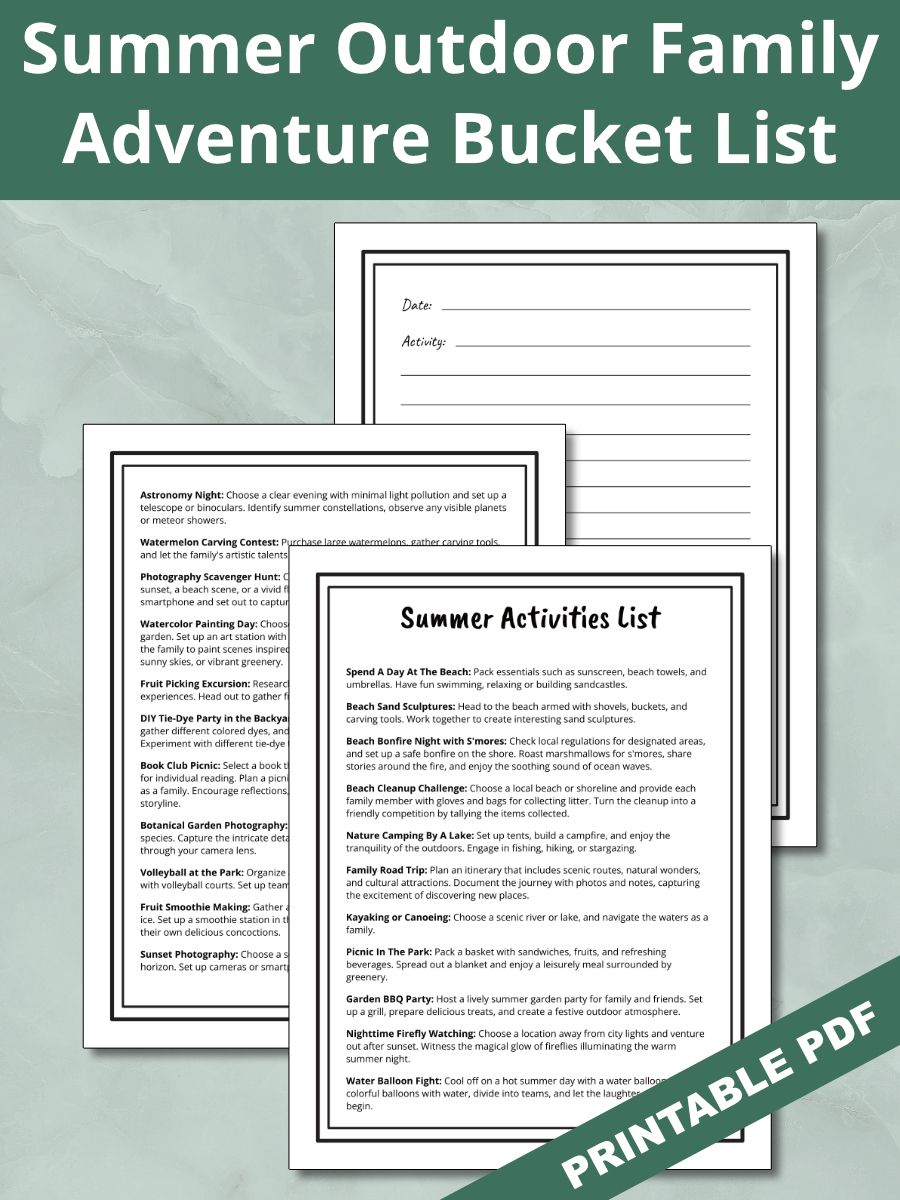 Printable Outdoor Adventures Family Bucket List & Activity Log Pages product image (3)