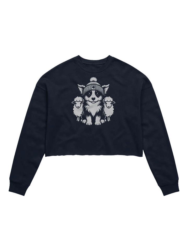 Cute Border Collie with Sheep Women's Fleece Crop Sweatshirt product image (1)