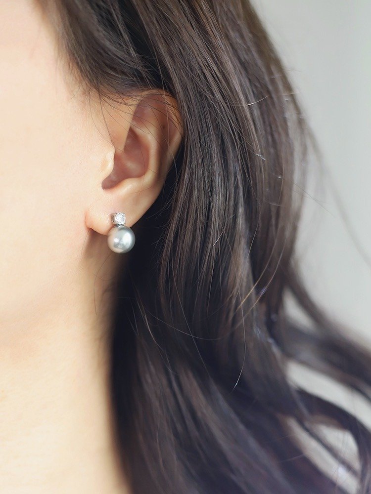 Pearl & Diamond Stud Earrings | Sterling Silver product image (2)