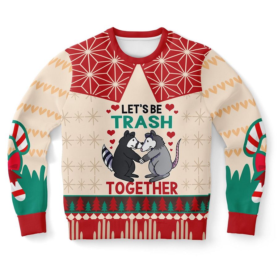 "Let's Be Trash Together" Possum Sweatshirt | Funny Couple Matching Sweater | Valentine's Day Gift | Opossum Love Winter Outfit product image (9)